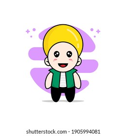 Cute men character wearing lemon costume. Mascot design concept