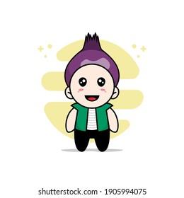 Cute men character wearing onion costume. Mascot design concept