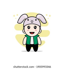 Personaje masculino con traje de conejo. Concepto de diseño de mascota