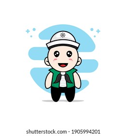 Cute men character wearing sailor costume. Mascot design concept
