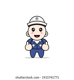 Cute men character wearing sailor costume. Mascot design concept