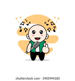 Cute men character wearing singer costume. Mascot design concept