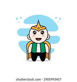 Cute men character wearing superhero costume. Mascot design concept