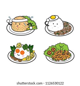 Cute Menu from Thai usual food and ingredient.Let's make your meal happy and enjoy with these characters.