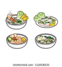 Cute Menu from Thai usual food and ingredient.Let's make your meal happy and enjoy with these characters.