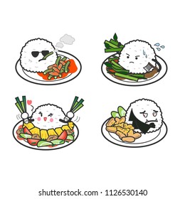 Cute Menu from Thai usual food and ingredient.Let's make your meal happy and enjoy with these characters.