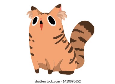 Cute meowing orange cat illustration vector