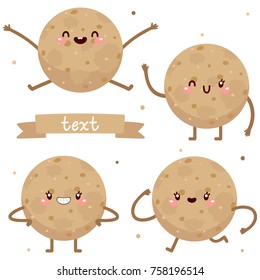 Cute Mercury character set, inner planet, vector.