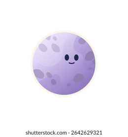 Cute Mercury planet character. Cartoon planet of Solar system. Funny space object. Vector illustration
