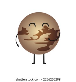 Cute mercury planet doodle cartoon character icon, vector illustration in trendy style, isolated on white background. Editable graphic resources for many purposes. Colored funny characters of planets 
