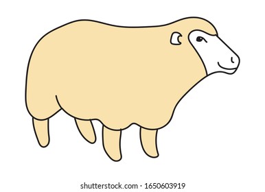 Cute merino sheep cartoon vector illustration isolated on white background.