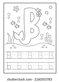 Cute mermaid alphabet coloring pages