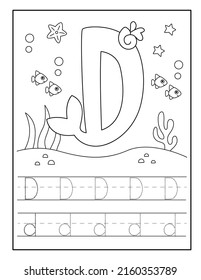 Cute mermaid alphabet coloring pages