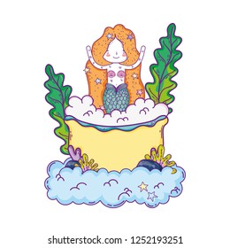 cute mermaid in bathtub character