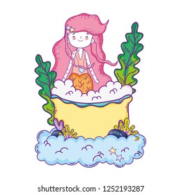 cute mermaid in bathtub character