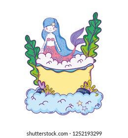 cute mermaid in bathtub character
