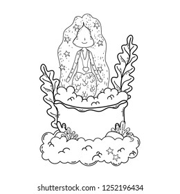 cute mermaid in bathtub character