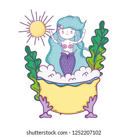 cute mermaid in bathtub character