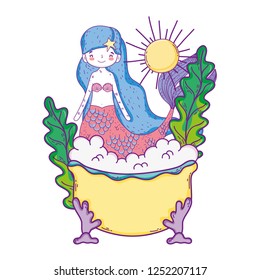 cute mermaid in bathtub character