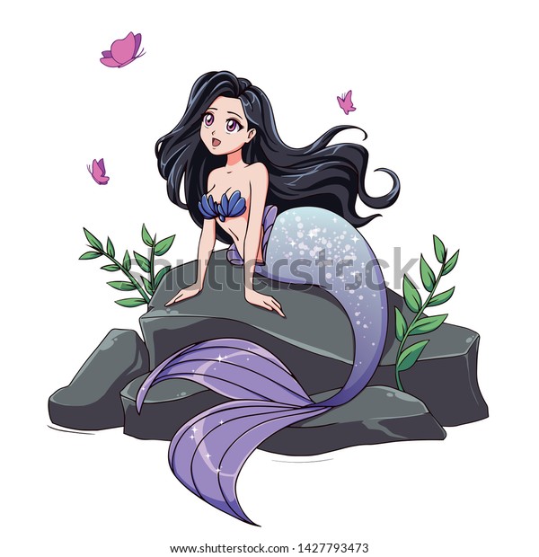 cute mermaid black hair shiny silver stock vector royalty free 1427793473 https www shutterstock com image vector cute mermaid black hair shiny silver 1427793473