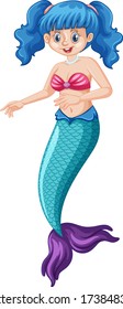 Cute mermaid cartoon character illustration