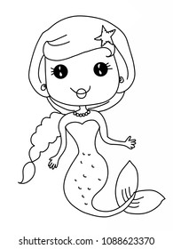 cute Mermaid cartoon coloring