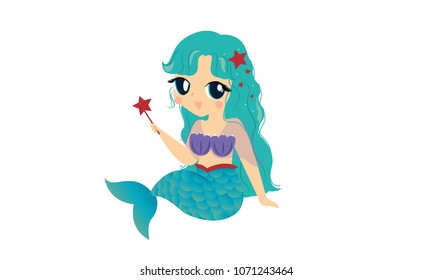 cute mermaid  cartoon vector