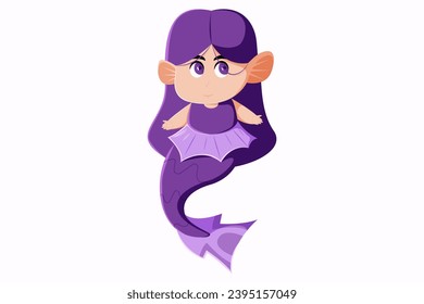 Cute Mermaid Character Design Illustration
