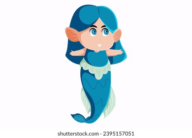 Cute Mermaid Character Design Illustration