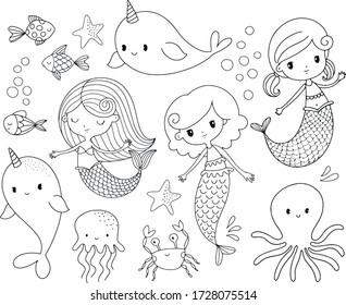 Download Narwhal Coloring Pages High Res Stock Images Shutterstock