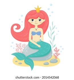 Cute Mermaid Crown Sitting On Sea Stock Vector (Royalty Free ...