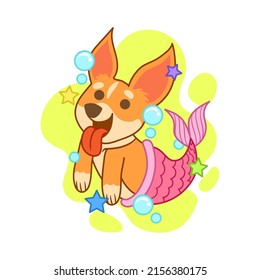 Cute Mermaid dog theme, character illustration