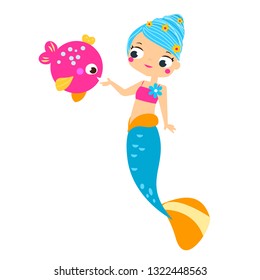 girl feed fish clip art