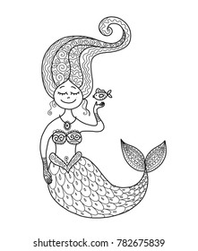 Cute mermaid and fish for your design