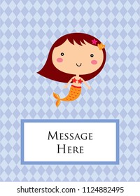 cute mermaid greeting card vector
