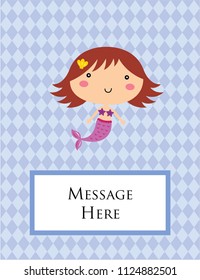 cute mermaid greeting card vector