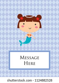 cute mermaid greeting card vector