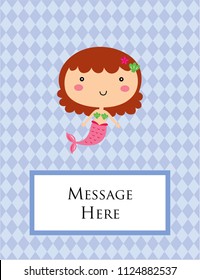 cute mermaid greeting card vector