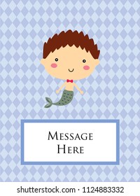 cute mermaid greeting card vector