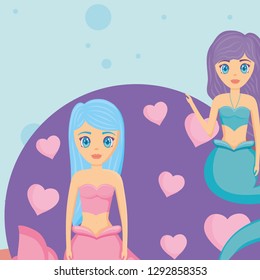 Cute mermaid icon 