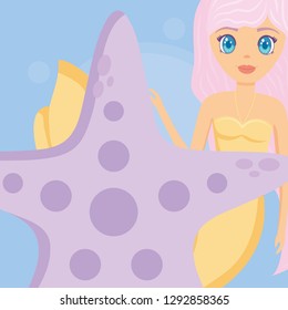 Cute mermaid icon 