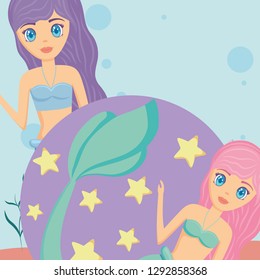 Cute mermaid icon 