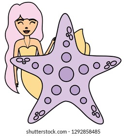 Cute mermaid icon 
