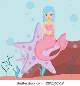 Cute mermaid icon 