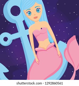 Cute mermaid icon 