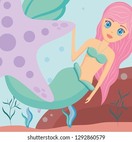 Cute mermaid icon 
