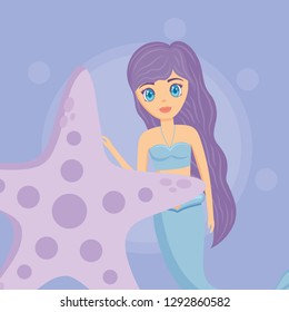 Cute mermaid icon 