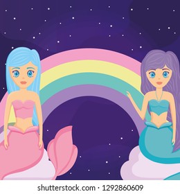 Cute mermaid icon 
