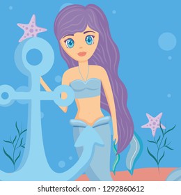 Cute mermaid icon 