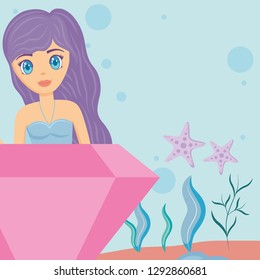 Cute mermaid icon 